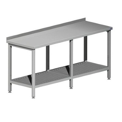 Rustfri bord med perforeret hylde fremstillet af stÃ¥l i høj kvalitet Udendørs arbejdsbord